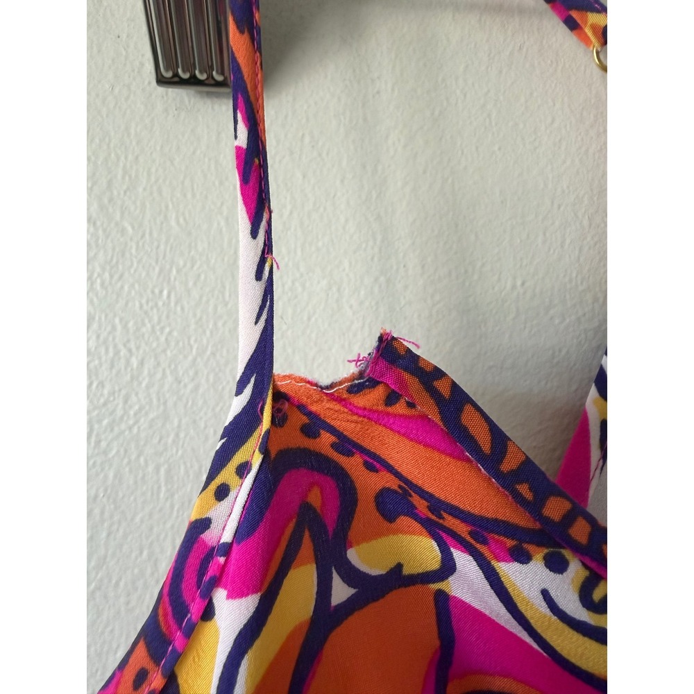Lilly Pulitzer Silk Halter Mini Dress XS Pink Multi Floral Paisley Abstract - Picture 3 of 8